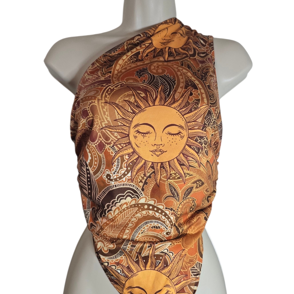 Sun and Moon Print Scarf Top